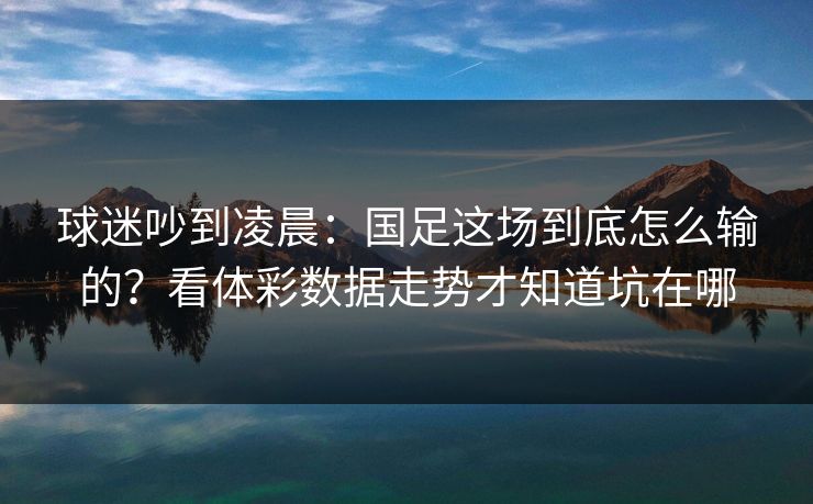 球迷吵到凌晨：国足这场到底怎么输的？看体彩数据走势才知道坑在哪